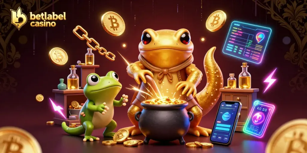 Join in the excitement of betlabel casino as the alchemist transforms metals into gold coins.