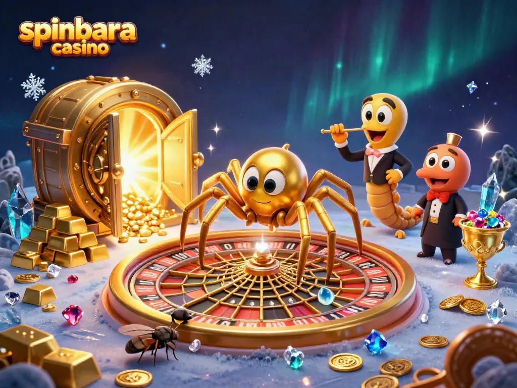 Experience thrilling bets at Spinbara Casino with a unique roulette web and mystical treasures.